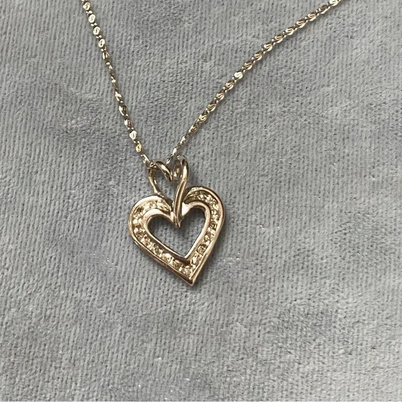 GENUINE DIAMONDS White Gold Pendant Heart Charm Women